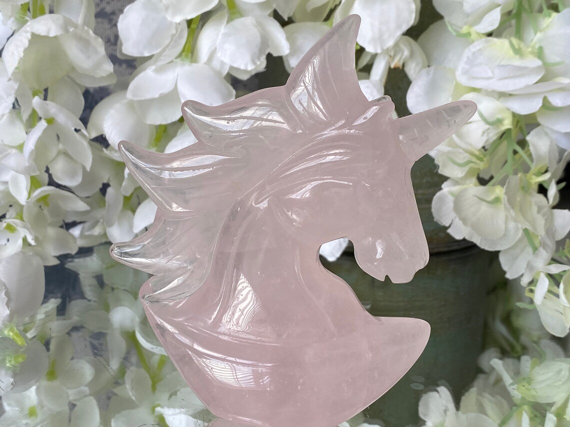 Rose Quartz Crystal Unicorn Carving Madagascar Etsy