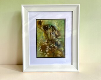 Original Watercolour Painting "Little Owl Spirit Guide" – Artist Signed Forest Art