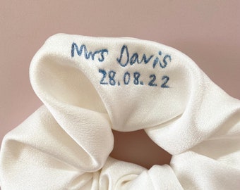 PERSONALISED BRIDAL SCRUCHIE //Bridal Gift // Bridal Satin Scrunchies // Personalised Message // Gift for brides
