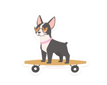 Dog on a Skateboard Funny Sticker Vinyl Die Cut Sticker