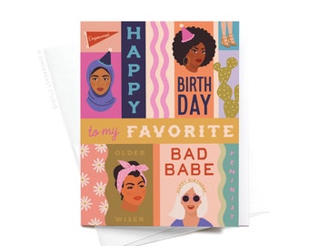 Happy Birthday to My Favorite Bad Babe Greeting Card – GRT0489