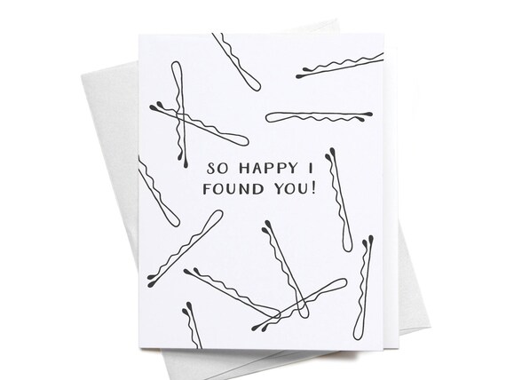 Cute Greeting Card So Happy I Found You Bobby Pins Love Card Etsy Cute Greeting Card So Happy I Found You Bobby Pins Love Card Etsy