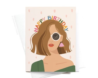 Happy Birthday Headband Girl with Fair Skin Greeting Card – GRT0428