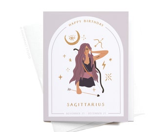 Happy Birthday Sagittarius Zodiac Greeting Card – GRT0387
