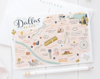 Dallas Map Postcard – PST0002