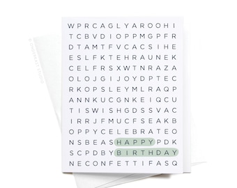 Happy Birthday Word Search Greeting Card – GRT0455