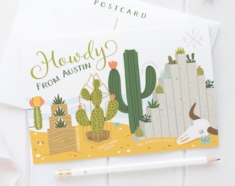 Austin Succulent Skyline Postcard – PST0001-A