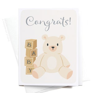 Félicitations ! Carte de voeux ours en peluche - GRT0103