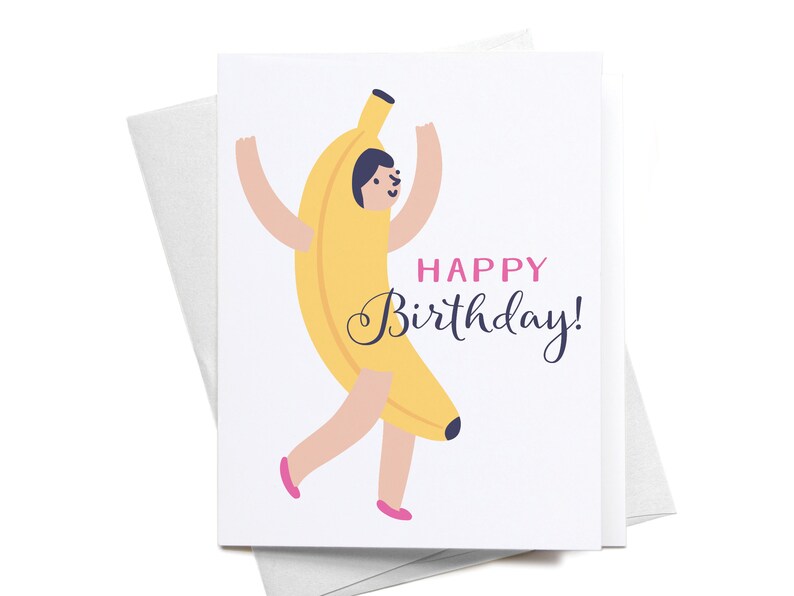 Cute Greeting Card Happy Birthday Banana Suit Girl Birthday Etsy
