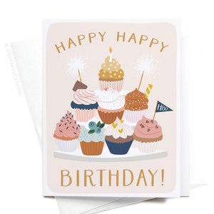 Joyeux anniversaire ! Carte de voeux présentoir à cupcakes – GRT0220