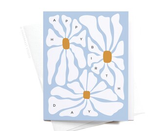 Happy Birthday Groovy Flowers Greeting Card – GRT0444