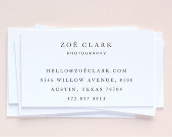 Custom Letterpress or Flat Printed Business Cards | Simple + Classic | Set of 50