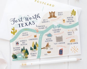 Fort Worth Map Postcard – PST0002-A