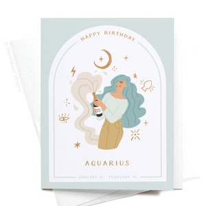 Carte de voeux joyeux anniversaire Verseau du zodiaque – GRT0389