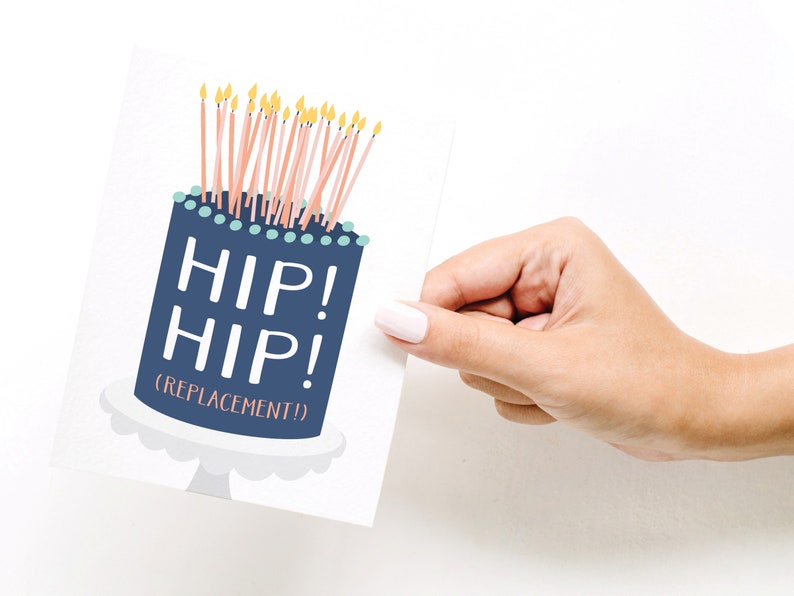 Hip Hip replacement Cake Candles Birthday Card Etsy