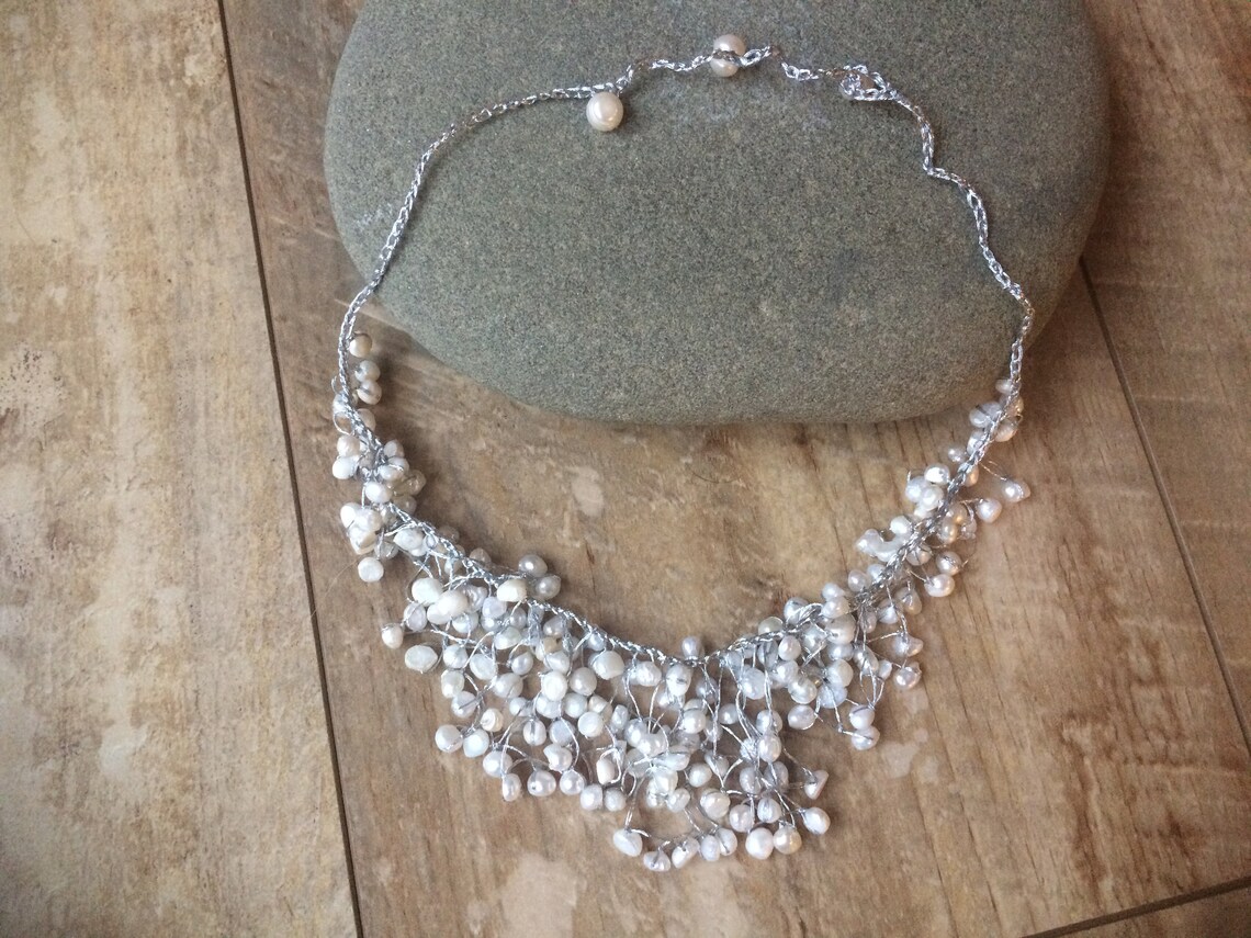 Handmade White Pearl Beads Necklace/ Wedding Jewelry/ Wedding Etsy