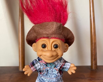Vintage 90s Russ Troll Doll: Red Hair Farmer Collectible