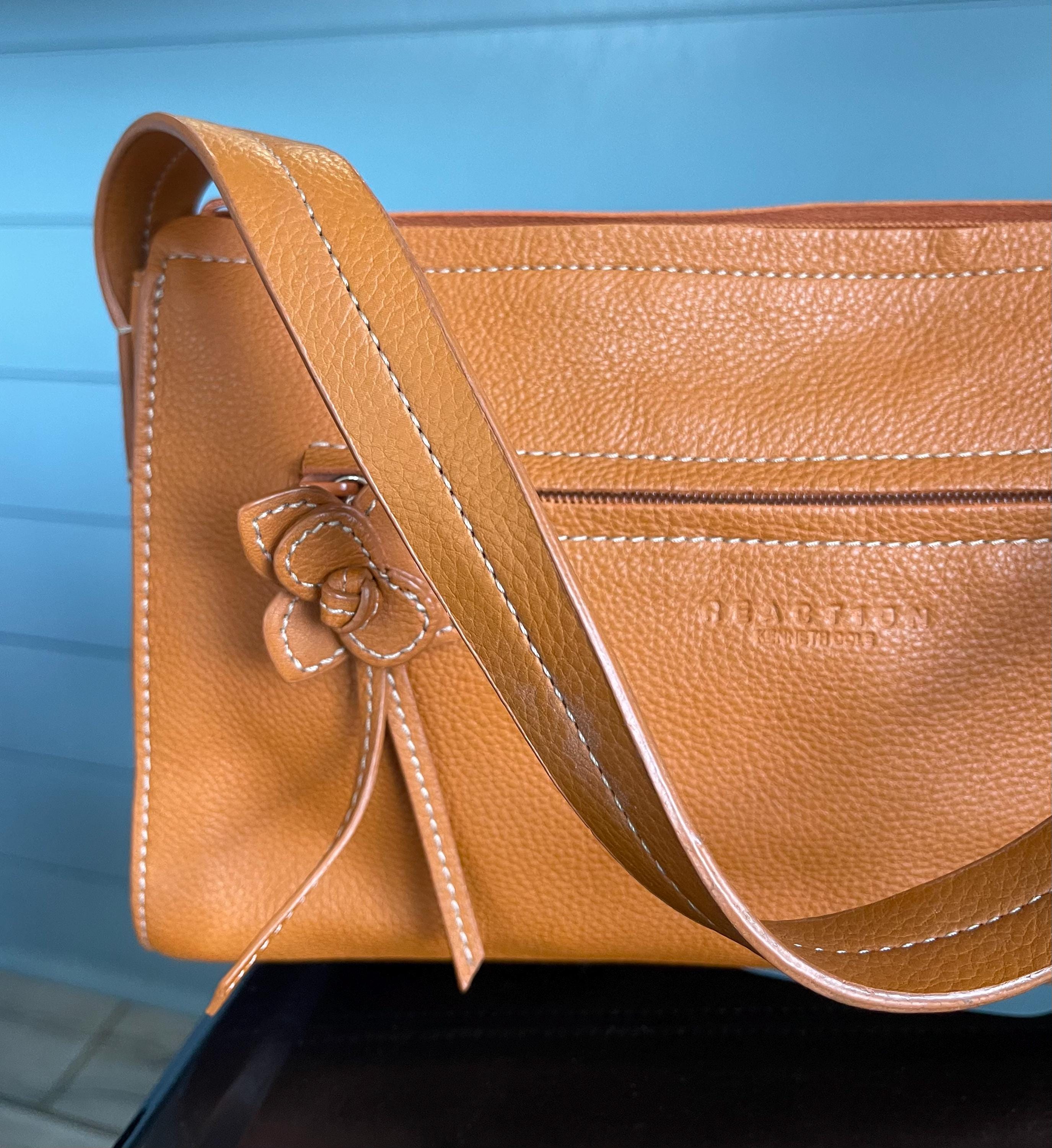 Vintage 90s Kenneth Cole New York Brown Leather Sling Backpack Drawstring Bag Kenneth Cole Brown Bags & Handbags for Women for sale | eBay main image 2