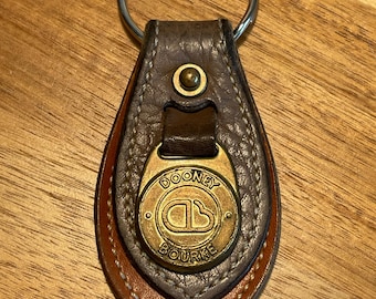 Vintage 90's Dooney and Bourke Two Tone Leather Keychain | DB Keychain