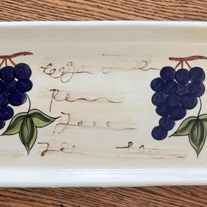 Long Rectangular Grape Harvest Themed Serving Platter 17"