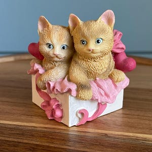 Russ Berrie Twin Tabby Kittens Figurine | 