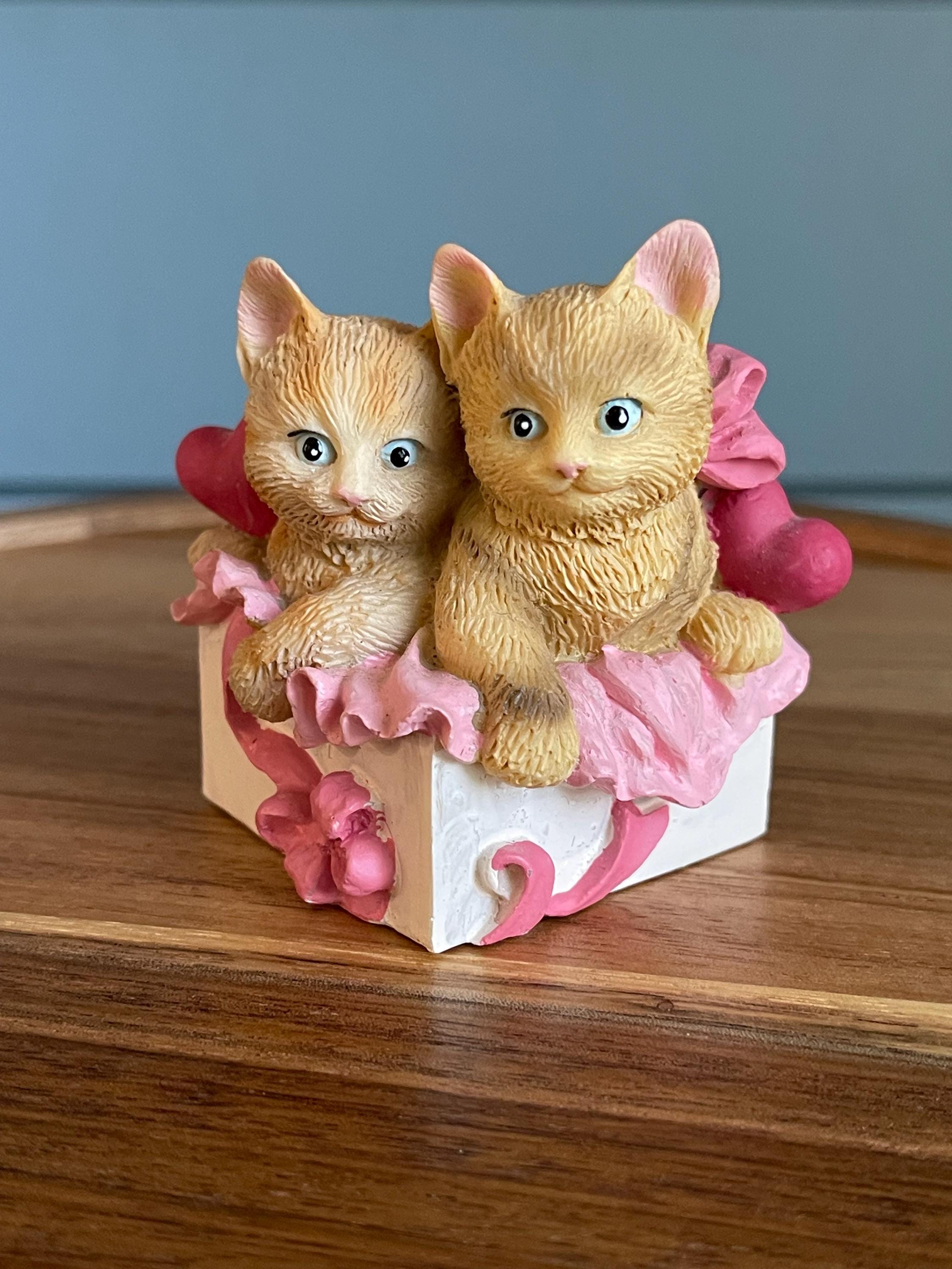 Russ Berrie Twin Tabby Kittens Figurine | 