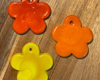 Pick One: Vintage Handmade Glass Flower Pendant 1.75" Diameter