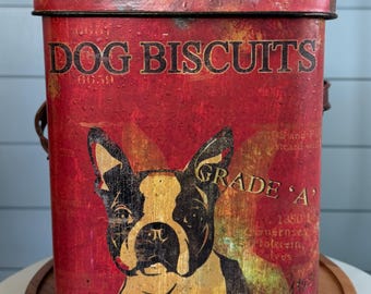 Creative Co-Op Vintage Dog Tin with Broken Side Handle