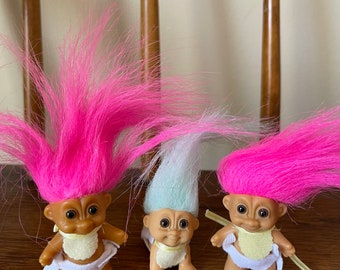 Vintage Russ Troll Doll Set: 1990s Troll Babies, Trio