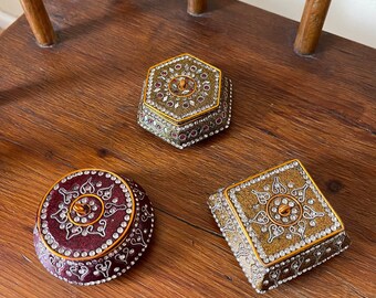 Shimmering Jewelry Box Set of 3: Keepsake Organizer, Ring Storage