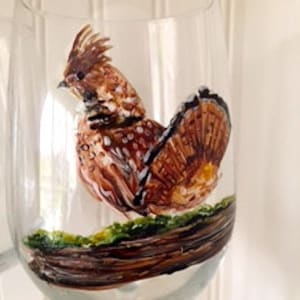 Grouse Wine Glass or Rocks Glass, Perfect Gift for Grouse Hunters.