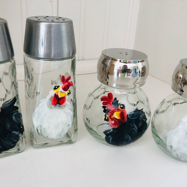 Chicken Salt and Pepper, Hand Painted