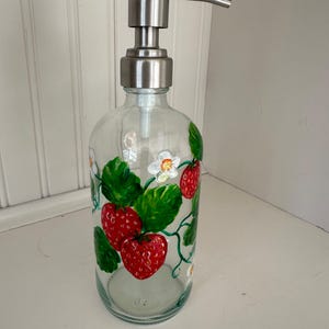 Strawberry Soap Dispenser, Hand Painted