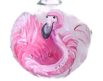 Flamingo Christmas Ornament. Hand Painted