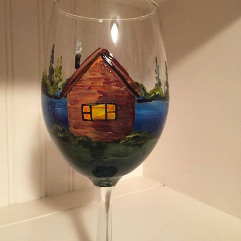 Cabin Wine Glass, My Happy Place. image 4