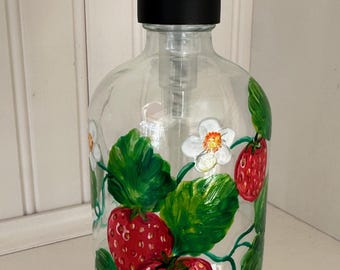 Strawberry Soap Dispenser, Hand Painted