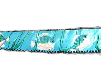 Hand Painted Sunfish Vintage Saw