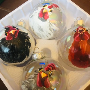 Hand Painted Chicken Ornament