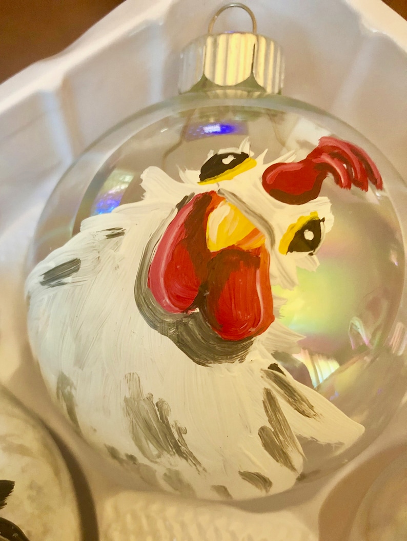 Hand Painted Chicken Ornament Etsy