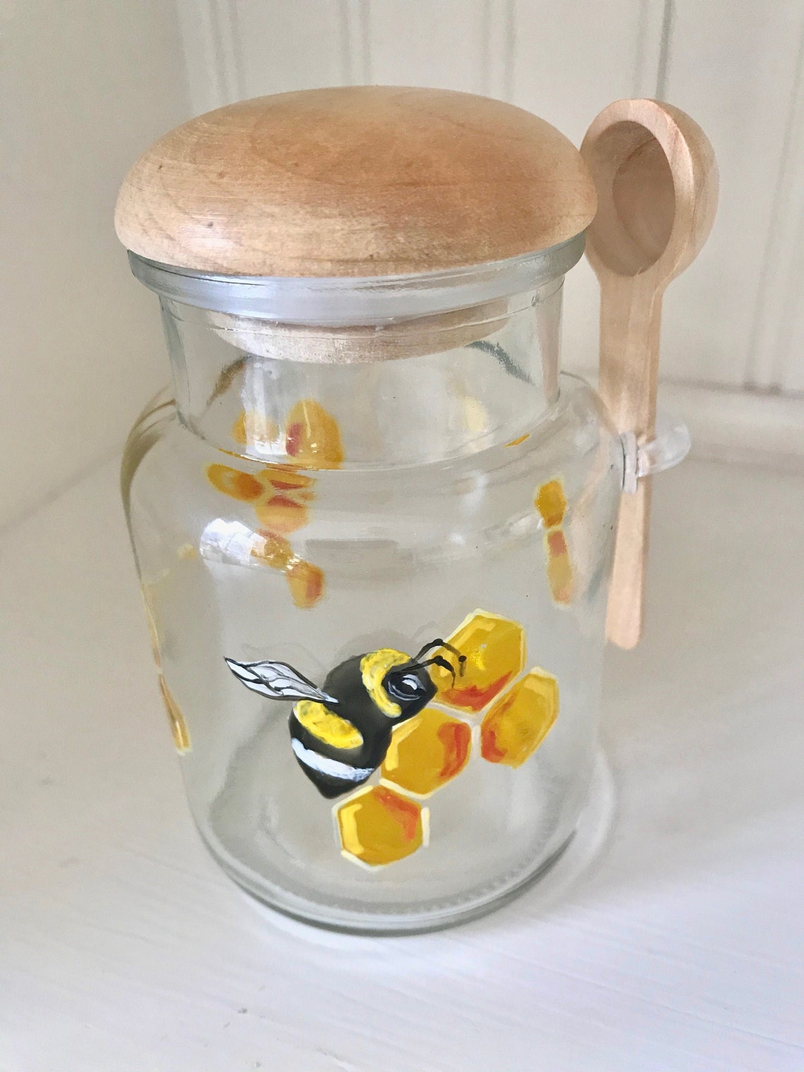 Hand Painted Bee and Honey Jar Etsy