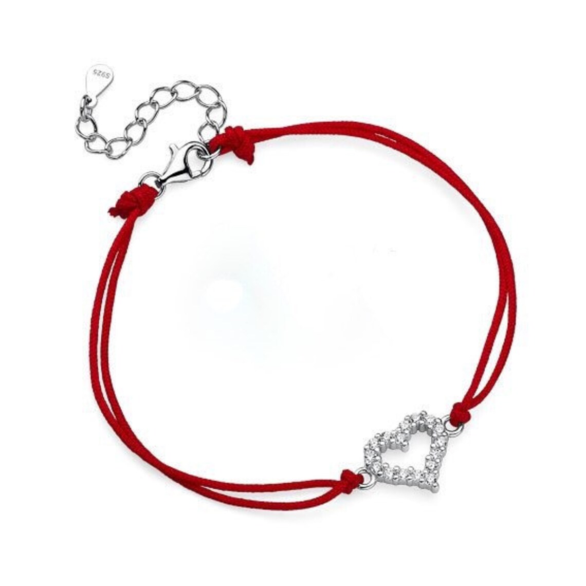 Red String Bracelet Heart Bracelet Lucky Bracelet String Etsy