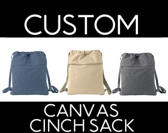 Custom Canvas Cinch Sack- Drawstring Bag- Design Your Own Bag