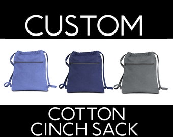 Custom Cotton Cinch Sack- Drawstring Bag- Design Your Own Bag