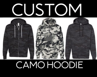 Custom Camouflage Hooded Sweater--Pullover and Zip Up Options- Direct To Garment Printing