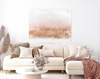 Heartfelt – Abstract Textured Painting | 30x40 Copper Leaf & Burnt Sienna Wall Art | Modern Neutral Original Artwork on Canvas