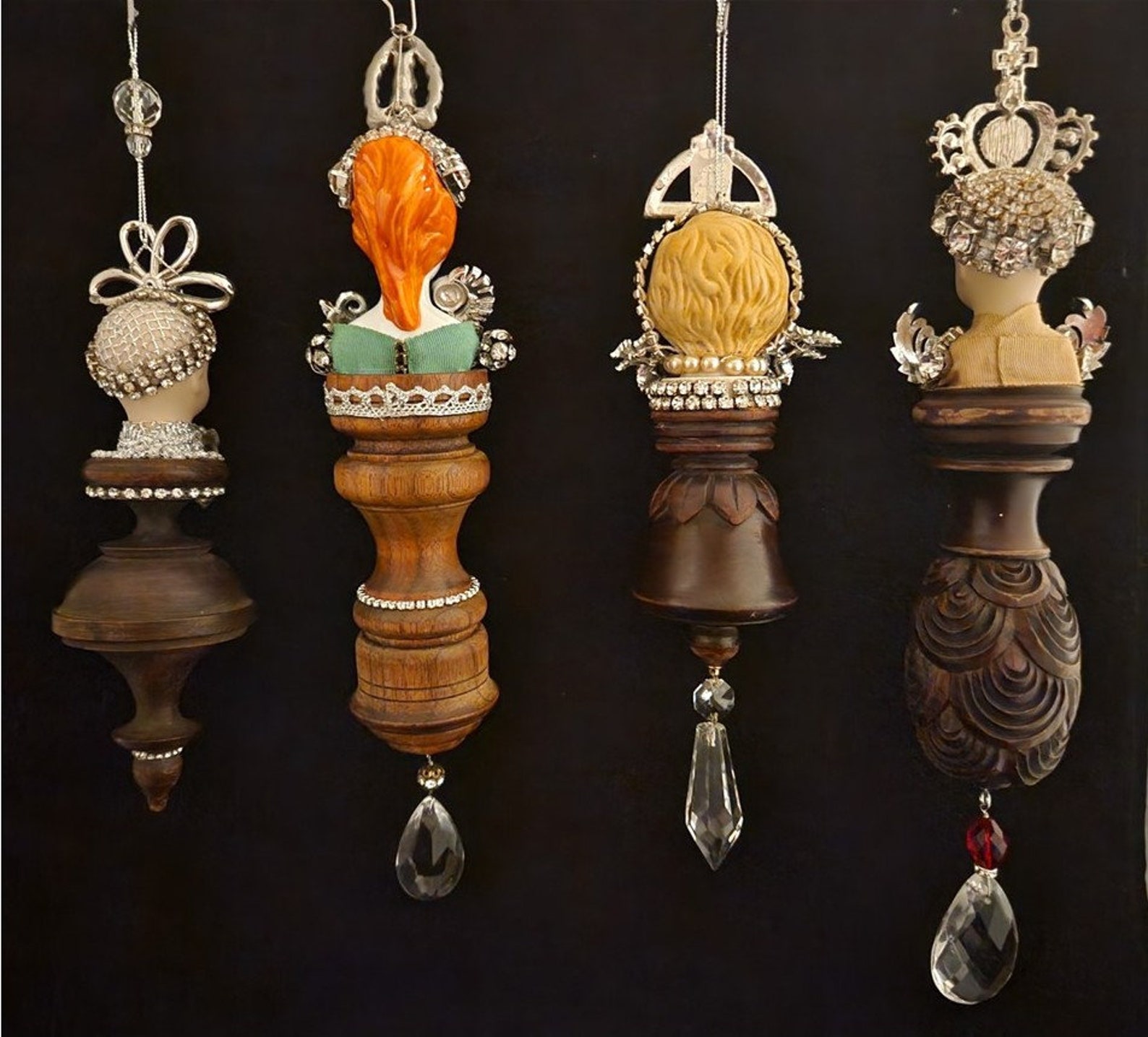 Vintage Mixed Media Assemblage Doll Head Ornaments Decorations Etsy