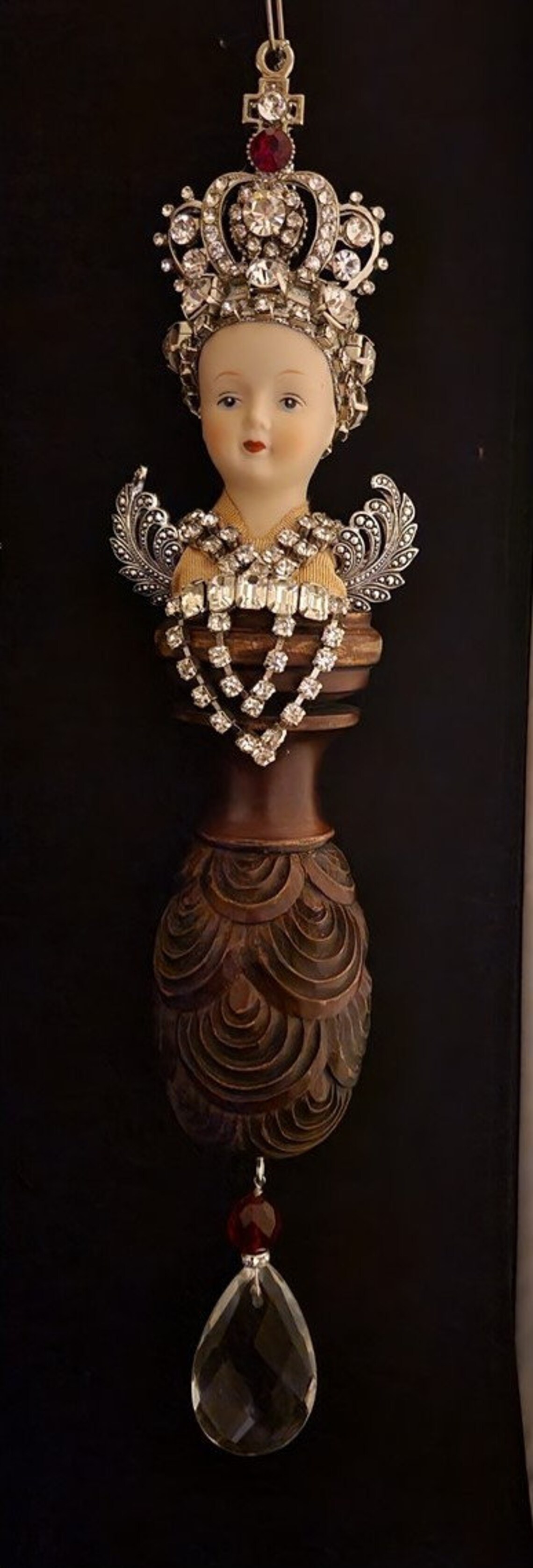 Vintage Mixed Media Assemblage Doll Head Ornaments Decorations Etsy