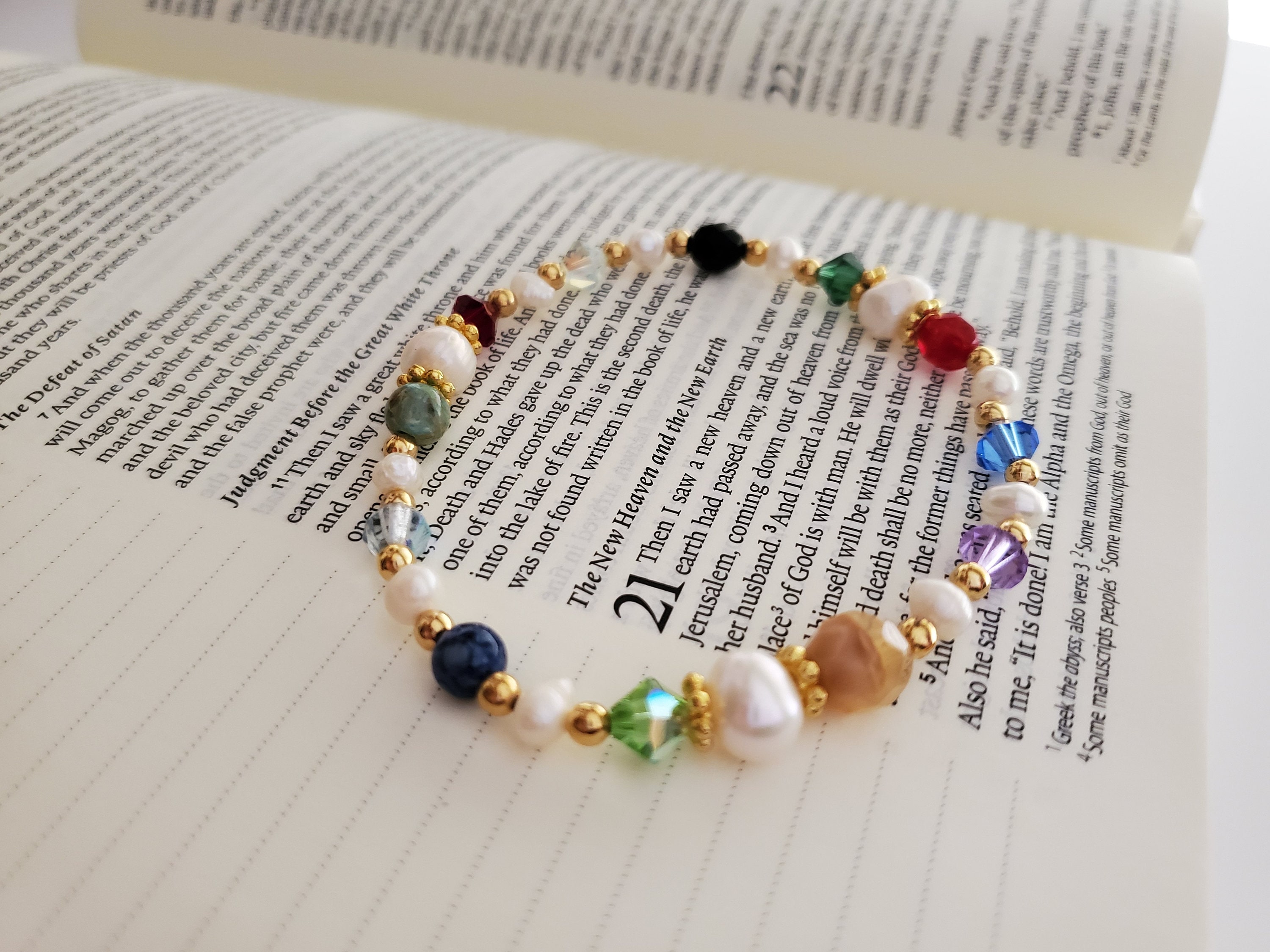 Revelation 21 Pearl Bracelet Christian Jewelry Gemstone Etsy