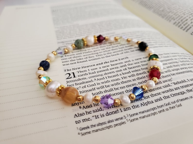 Revelation 21 Pearl Bracelet Christian Jewelry Gemstone Etsy