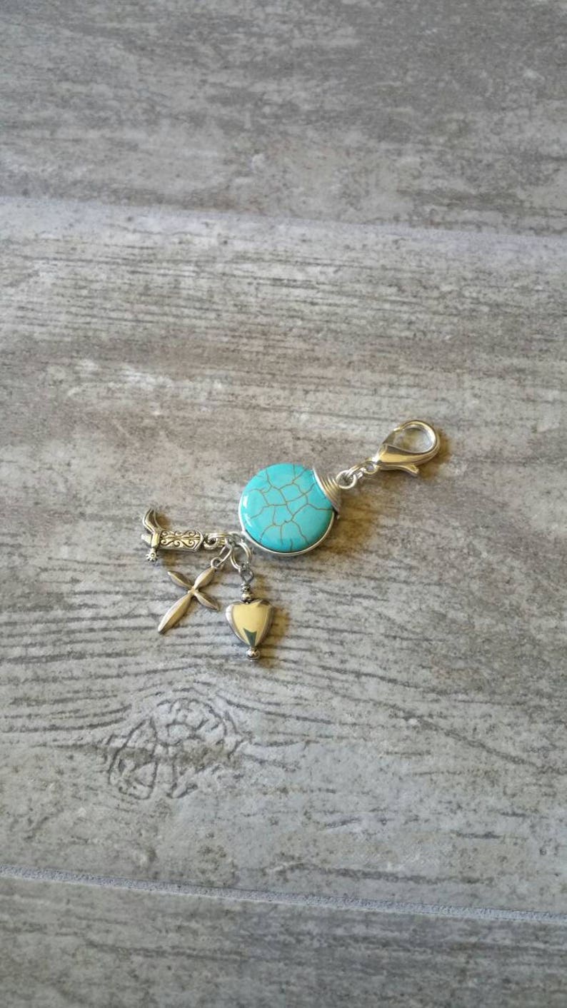 Silver Cross Purse Charm Turquoise Backpack Zipper Pull Western Boot Charm Scissor Fob Remembrance Sympathy Bag Clip Christmas Birthday Gift